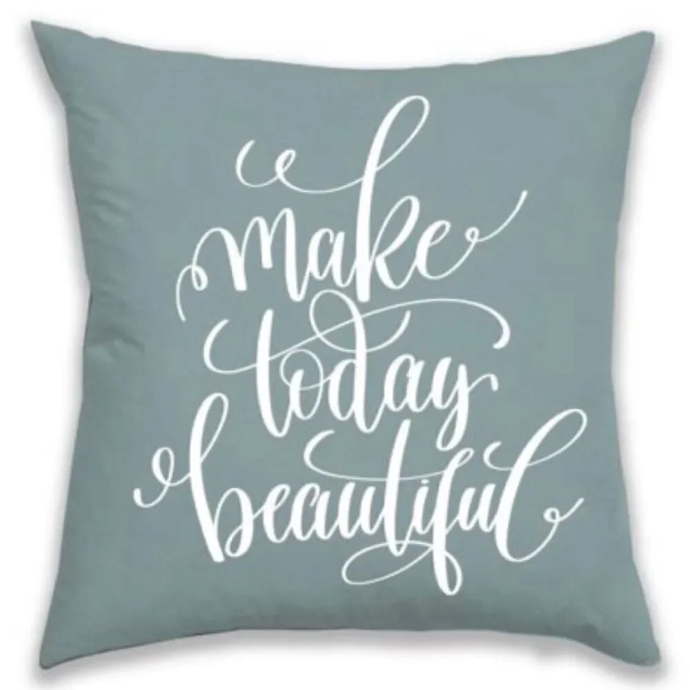 NWT Make Today Beautiful 18×18 Sage Green / Grey Reversible pillow/Cushion Cover